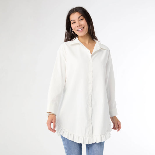 Dominique Tunic Top With Ruffled Bottom