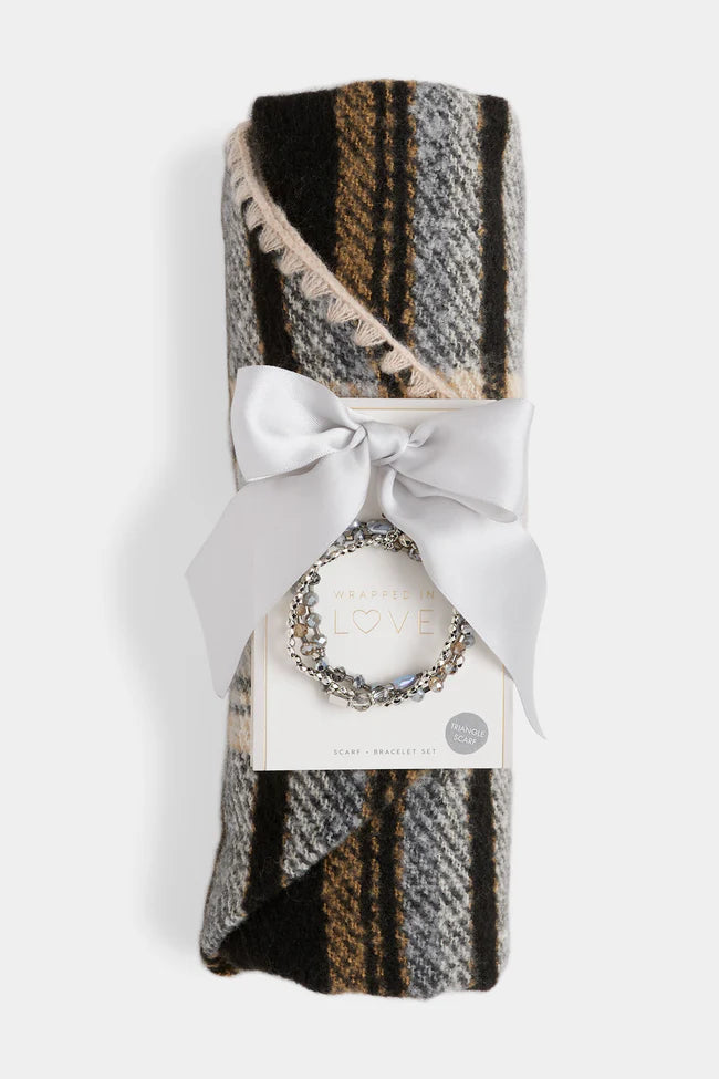Plaid Triangle Wrap+ Bracelet set