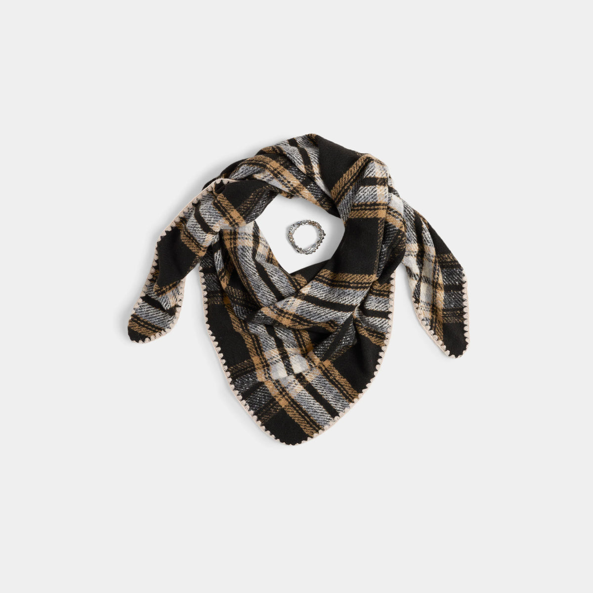 Plaid Triangle Wrap + Bracelet Set