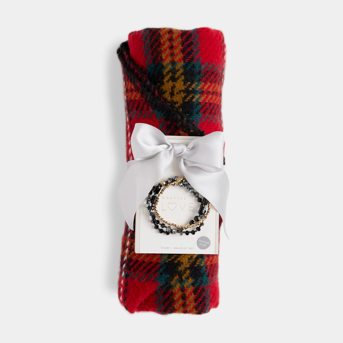 Plaid Triangle Wrap + Bracelet Set