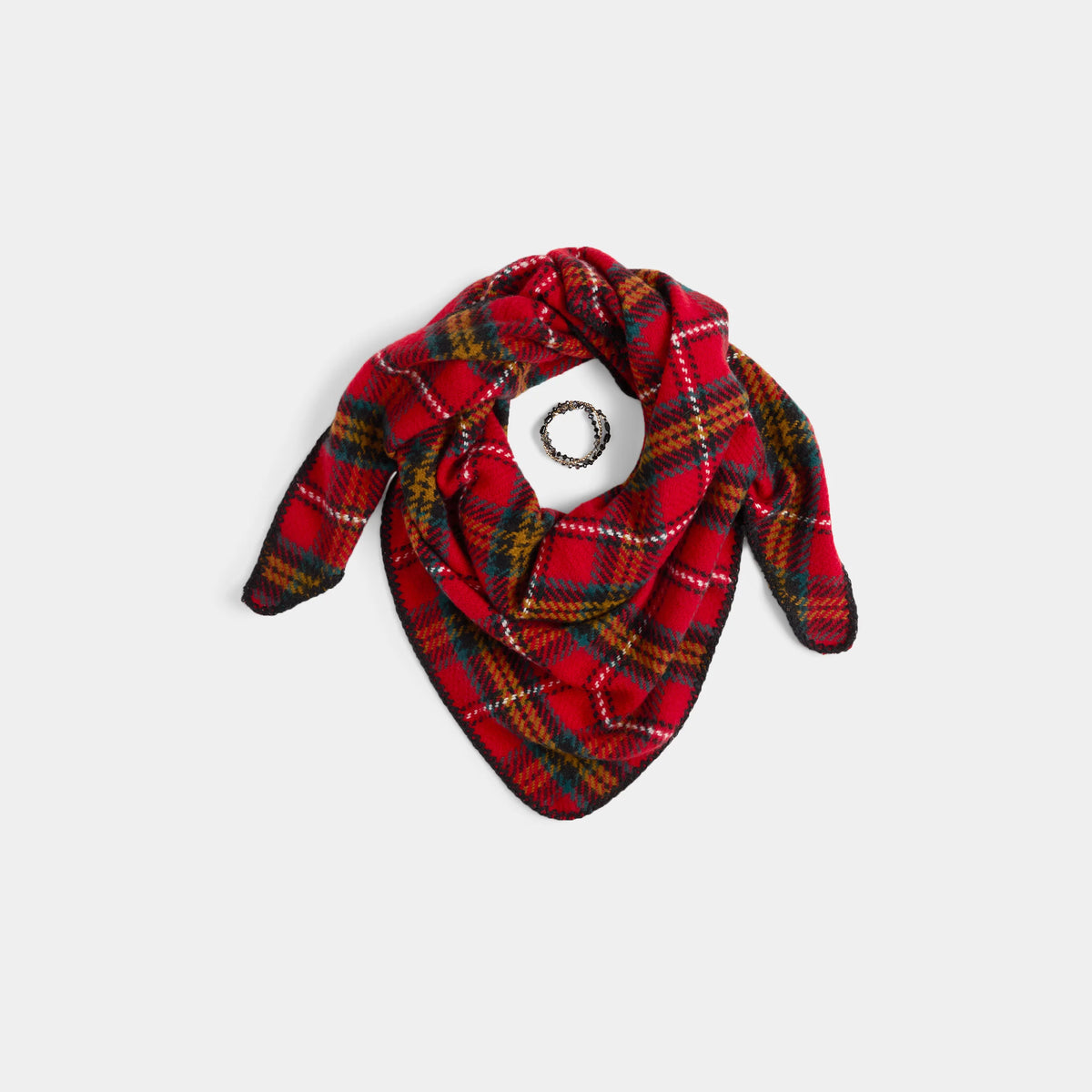 Plaid Triangle Wrap + Bracelet Set