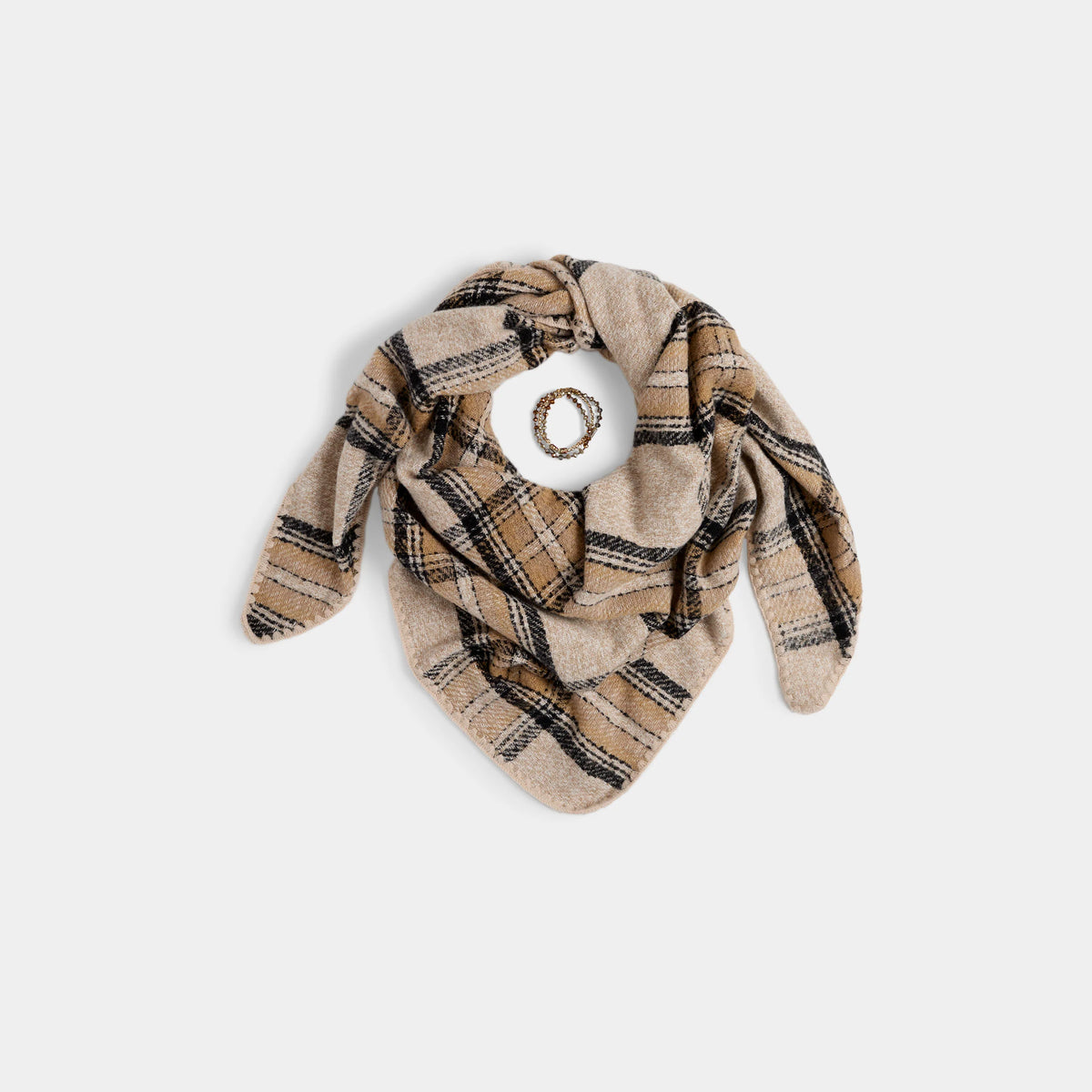 Plaid Triangle Wrap + Bracelet Set