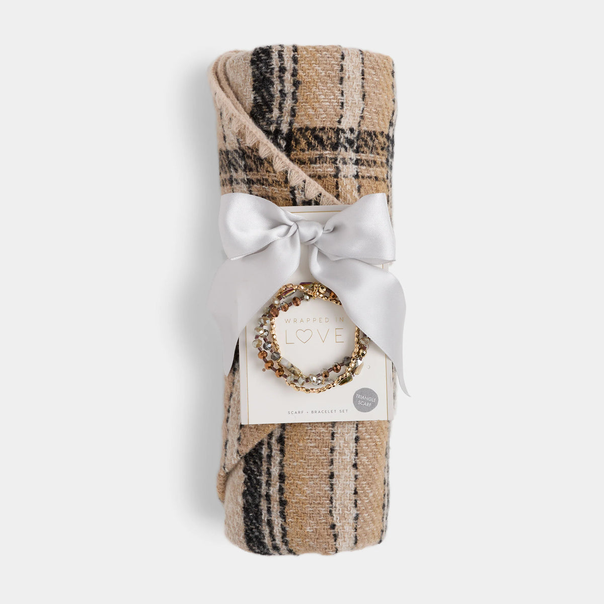 Plaid Triangle Wrap + Bracelet Set