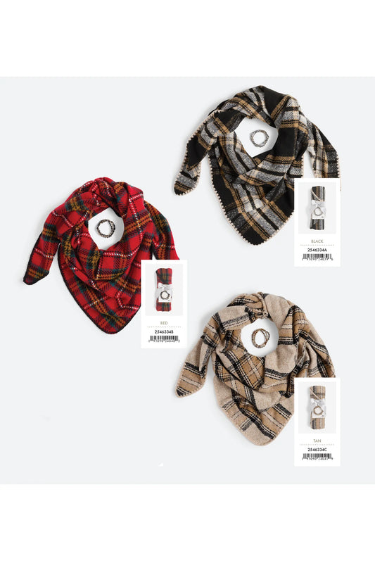 Plaid Triangle Wrap+ Bracelet set