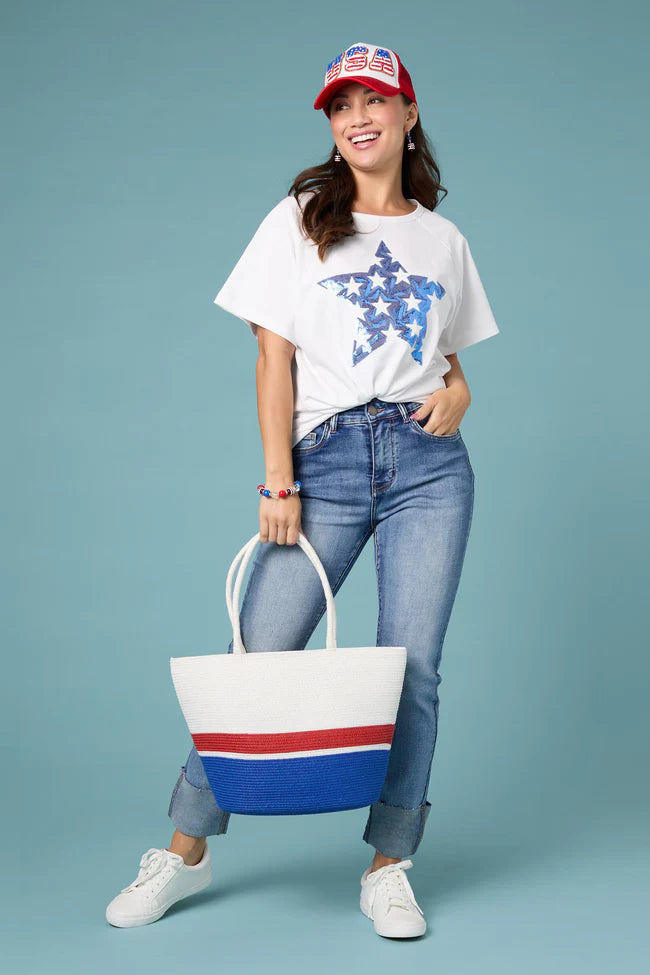 Patriotic Striped Tote