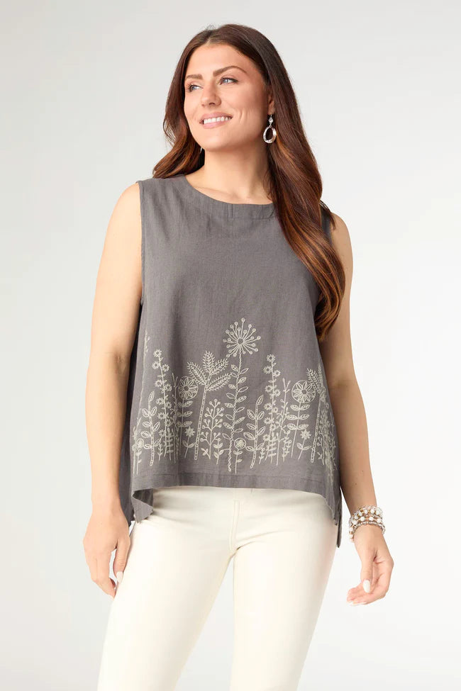 Tank with Floral Embroidery