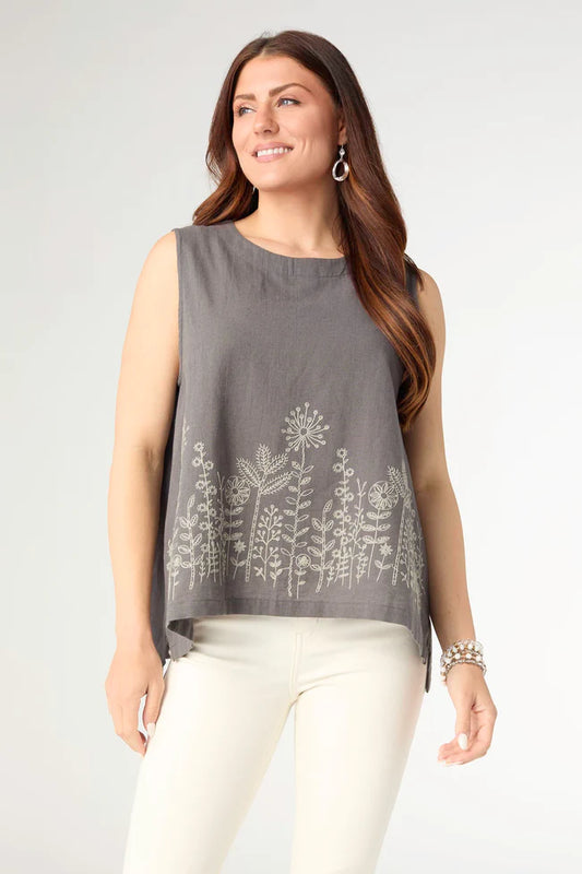 Tank with Floral Embroidery