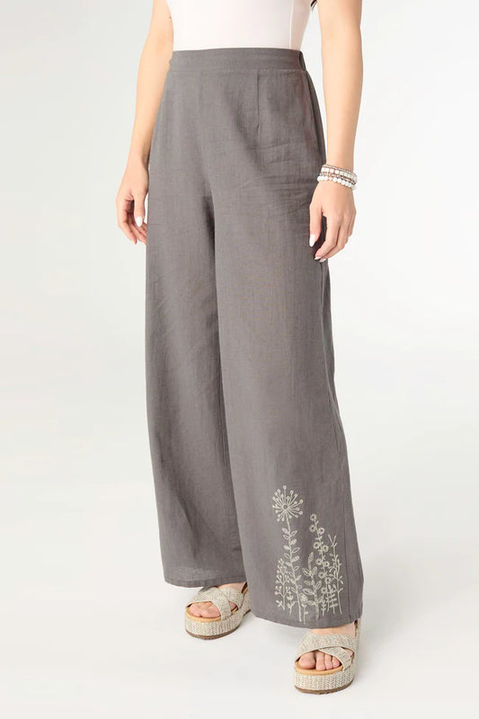 Pant with Floral Embroidery