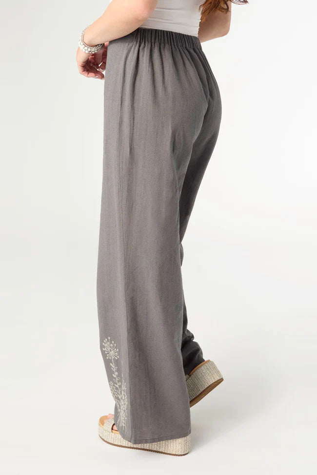 Pant with Floral Embroidery