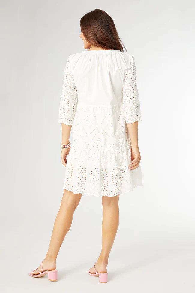 V-Neck Eyelet Dress