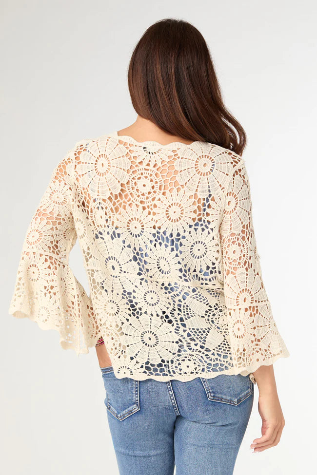 Elbow Sleeve Crochet Top
