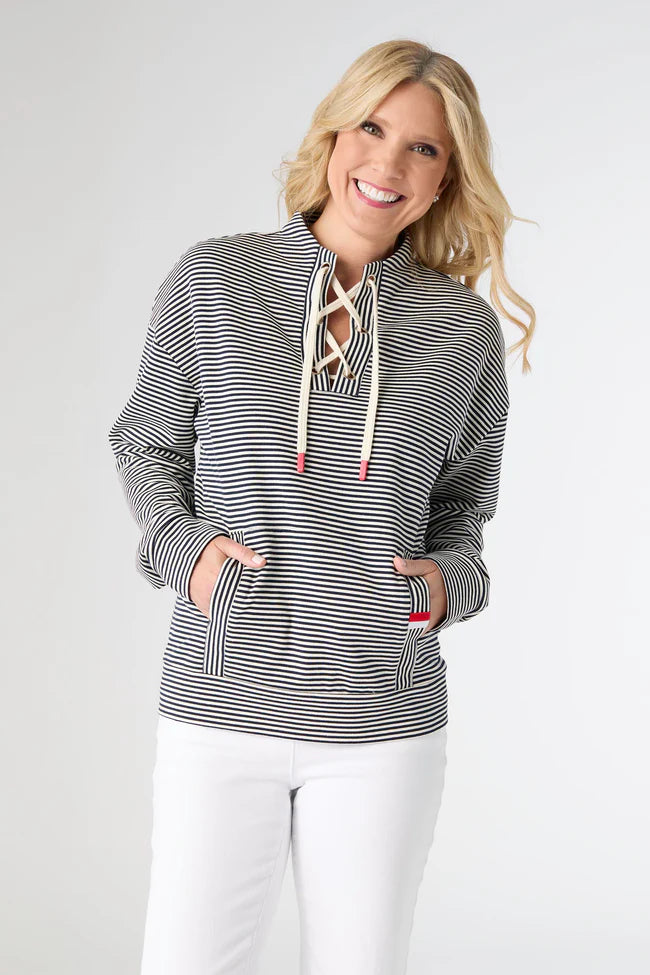 Long Sleeve Tie Neck Pullover