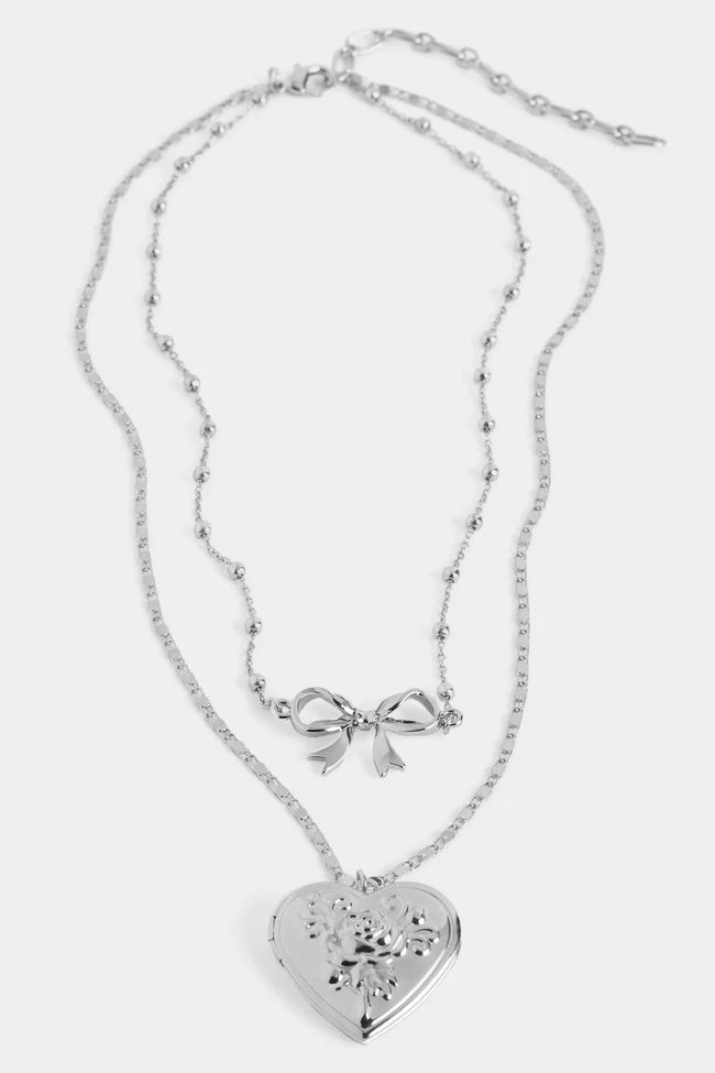 Lovelace Bow Layer Locket Necklace