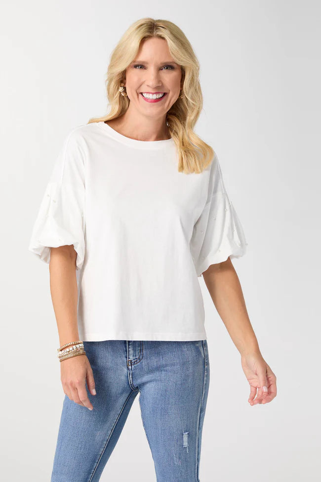 Camille Top with Pearl Puff Sleeve