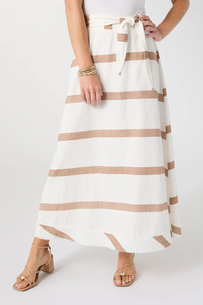 Katherine Striped Tie Waist Skirt