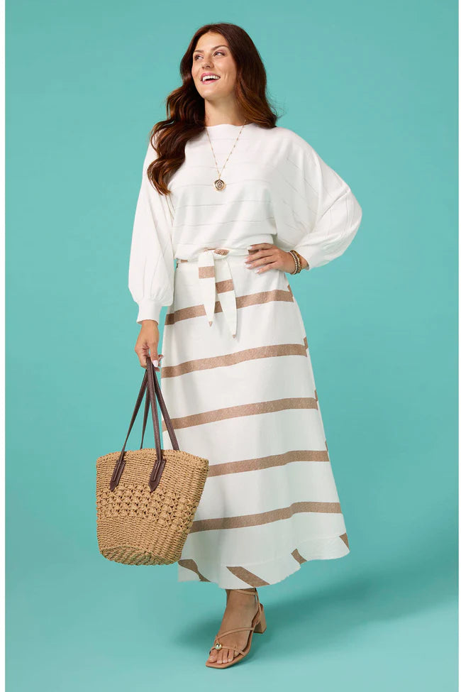Katherine Striped Tie Waist Skirt