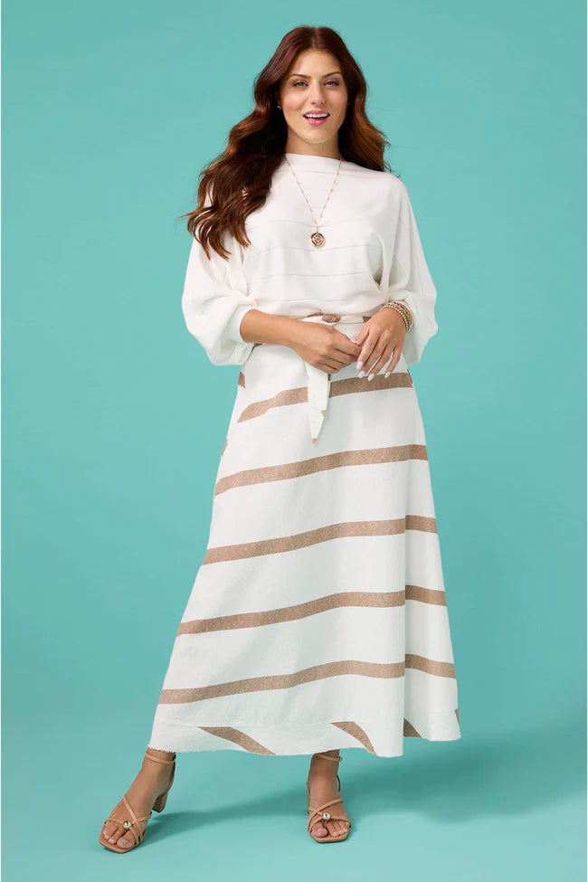 Katherine Striped Tie Waist Skirt