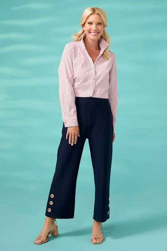 Georgie Wide Leg Crop Pants - Navy or White