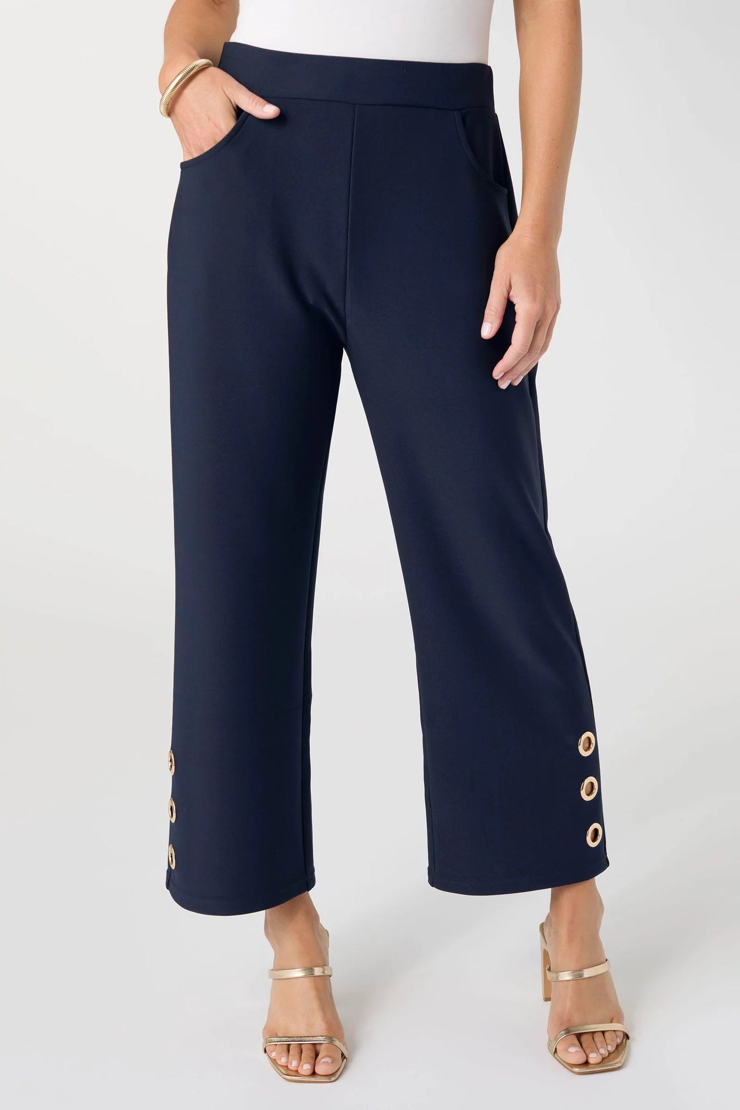 Georgie Wide Leg Crop Pants - Navy or White