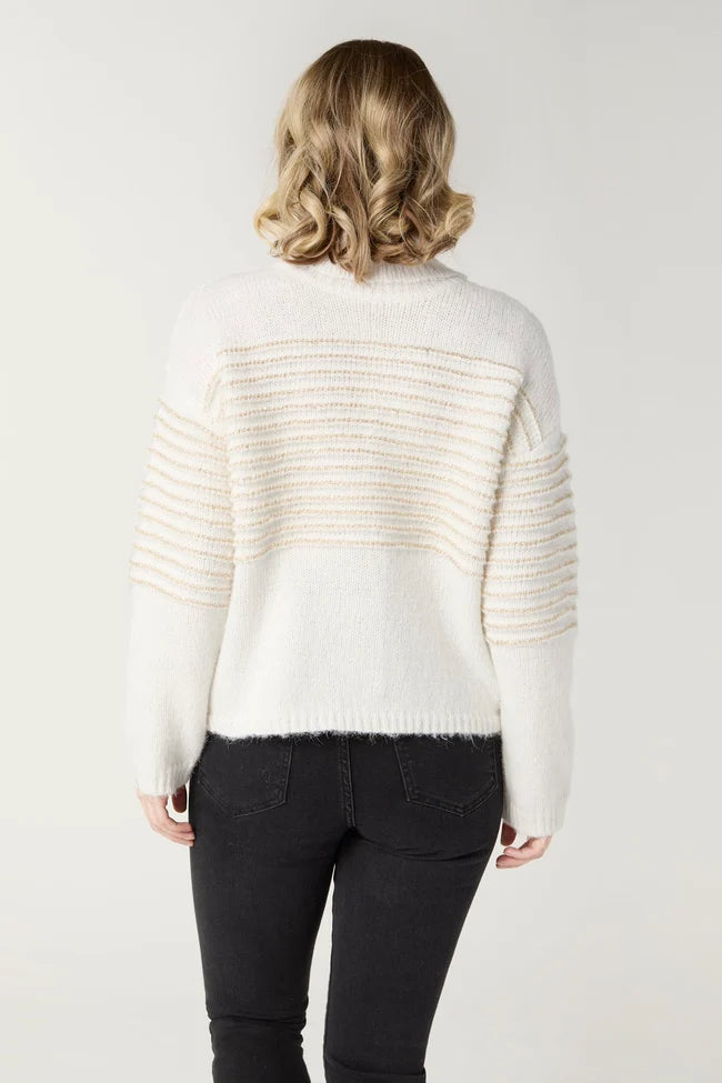 Jocelyn Sequin Stripe Turtleneck Sweater