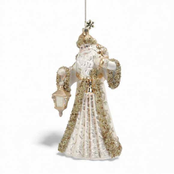 Gold Santa w/ Lantern Ornament