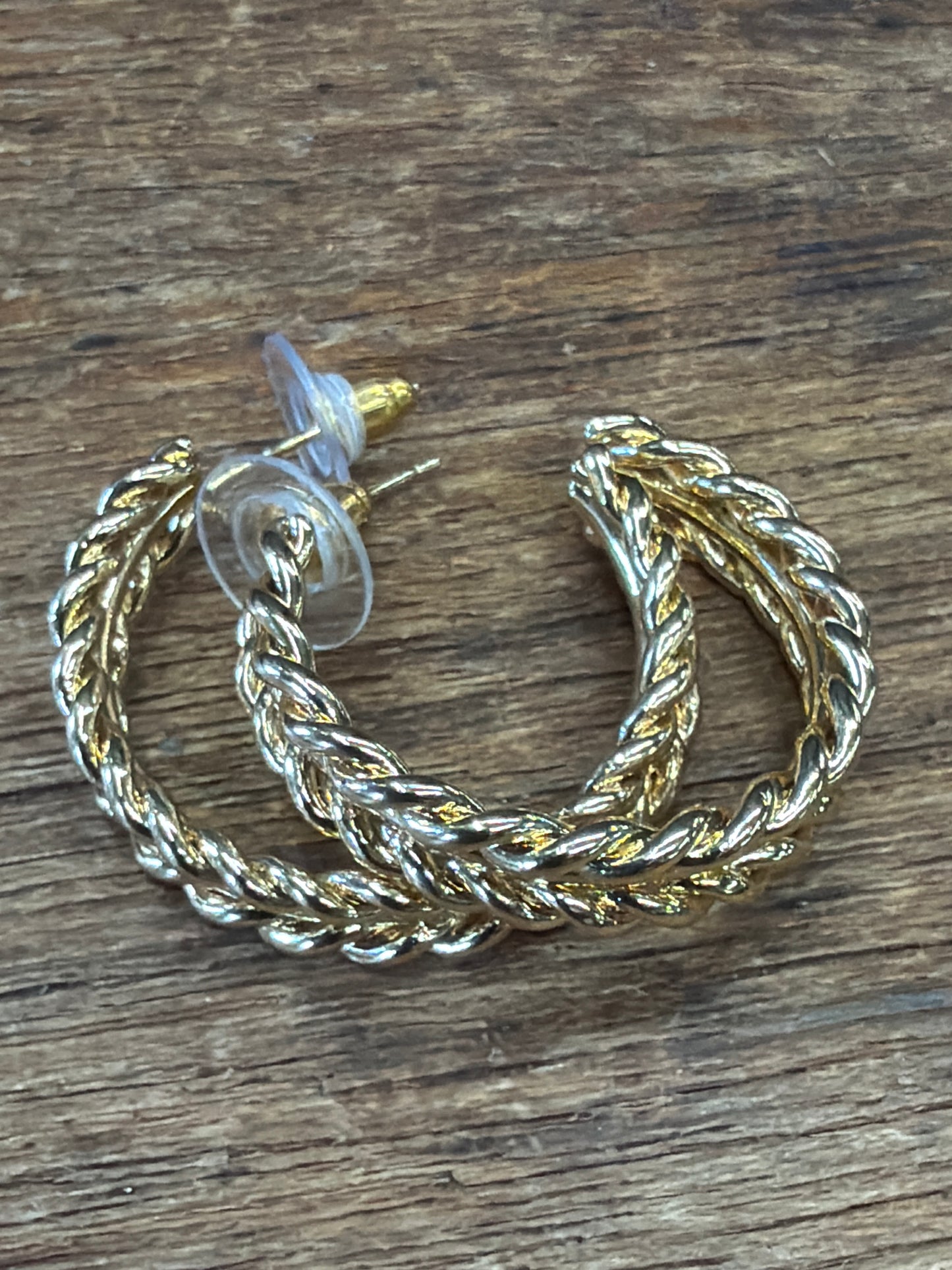 earrings lg hoop braided gold dipped