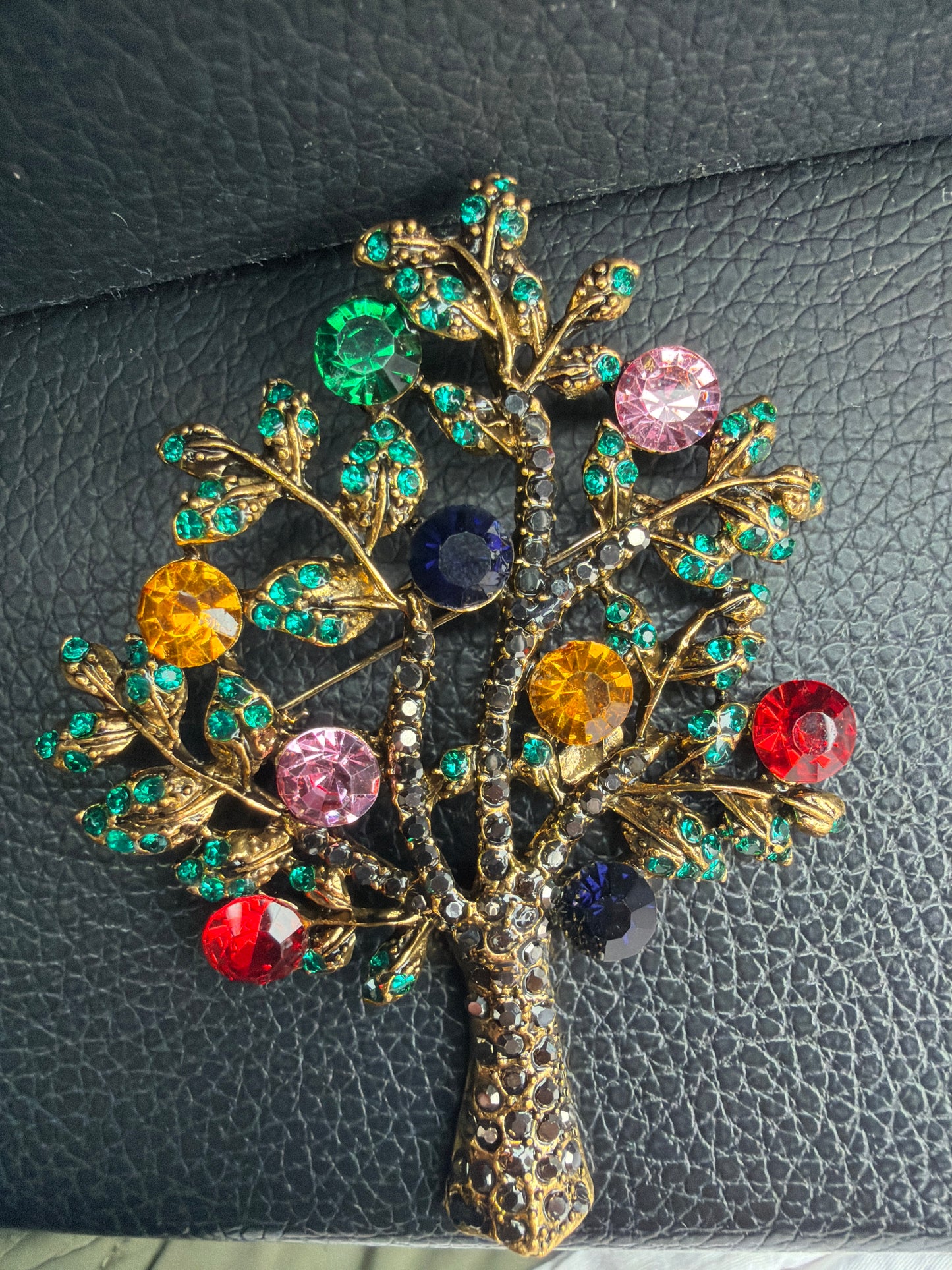 Tree Multi Jeweled Brooch