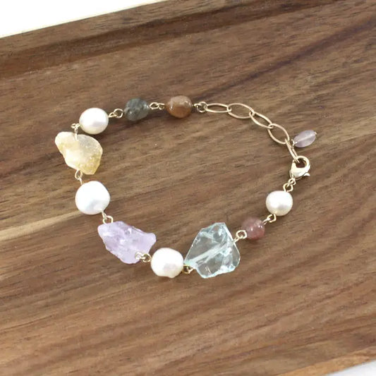 Chain Bracelet with Semi-Precious Stones