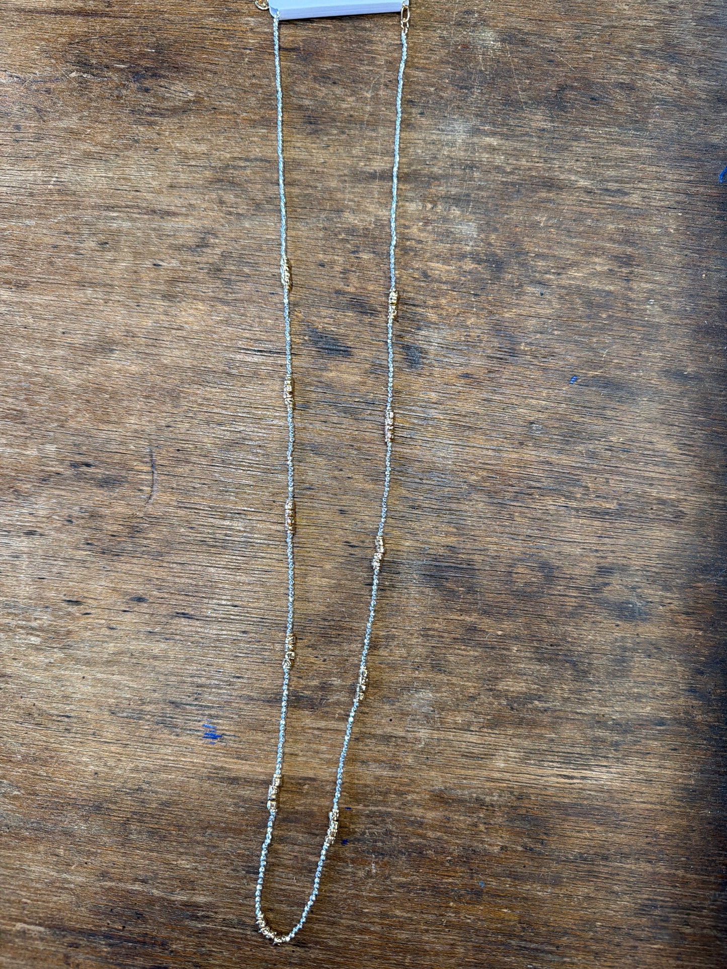 necklace long sparkle  sm beads wth gold accent