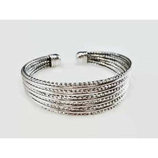 Multi Row Silver Cuff Bracelet