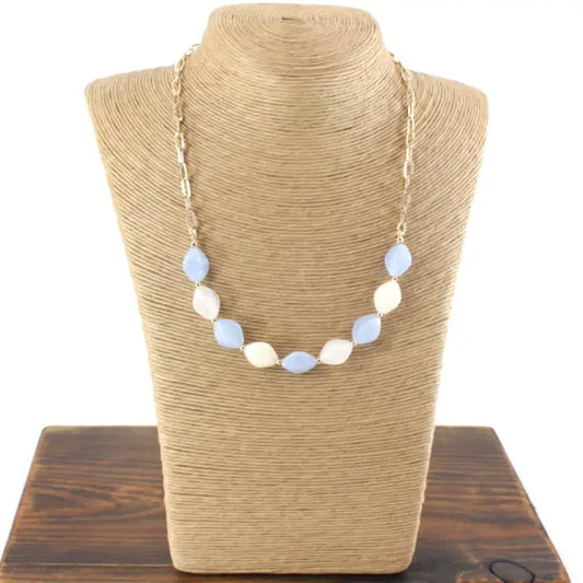 Blue Rhombus Bead Necklace