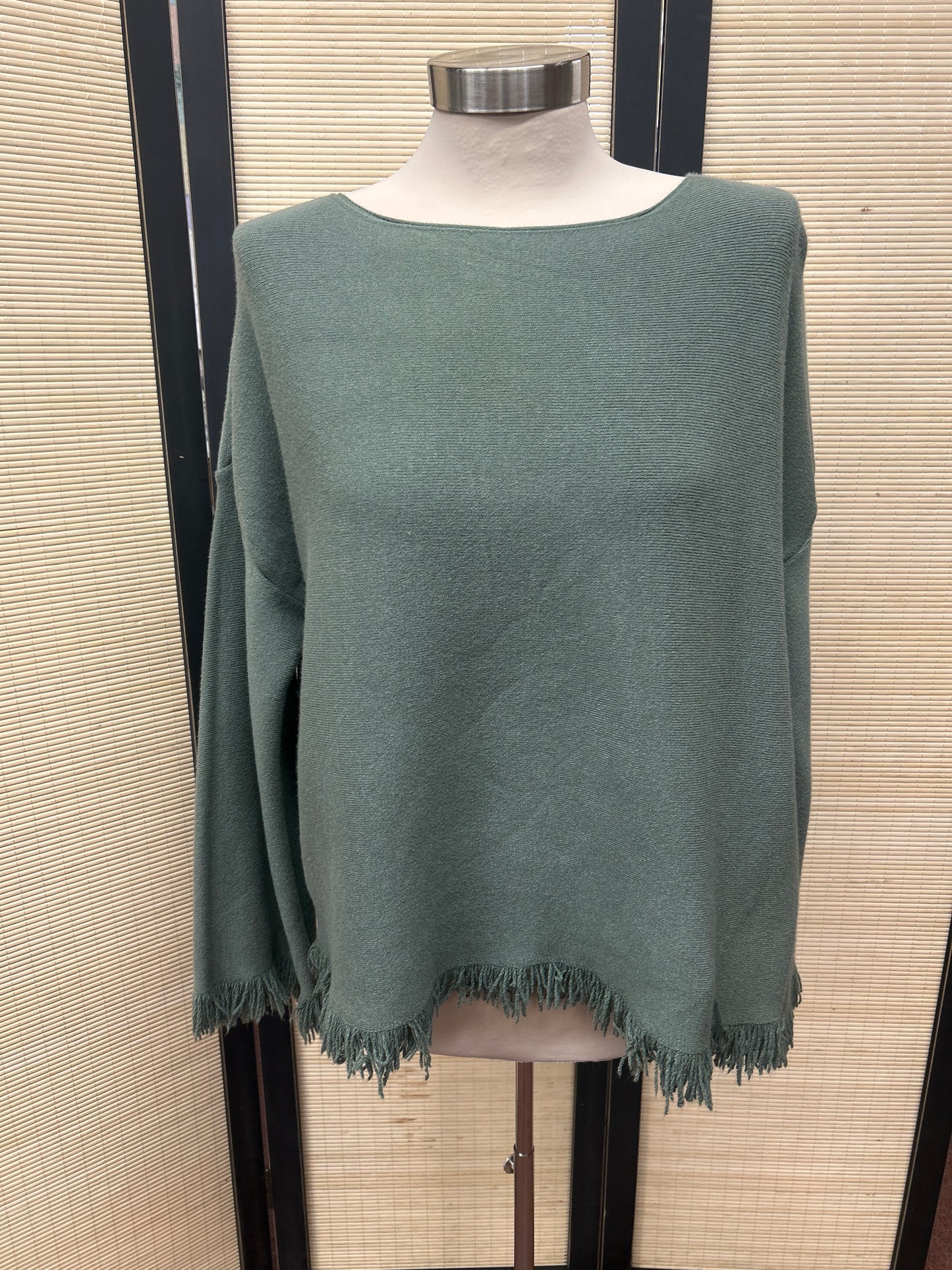 SWEATER FRAYED EDGE GREEN