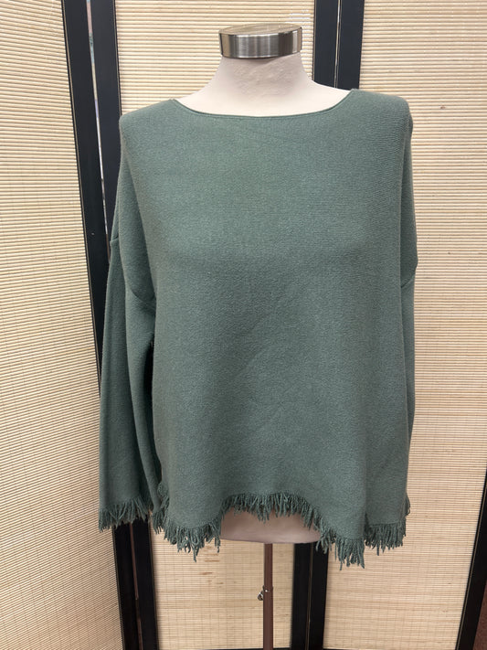 SWEATER FRAYED EDGE GREEN