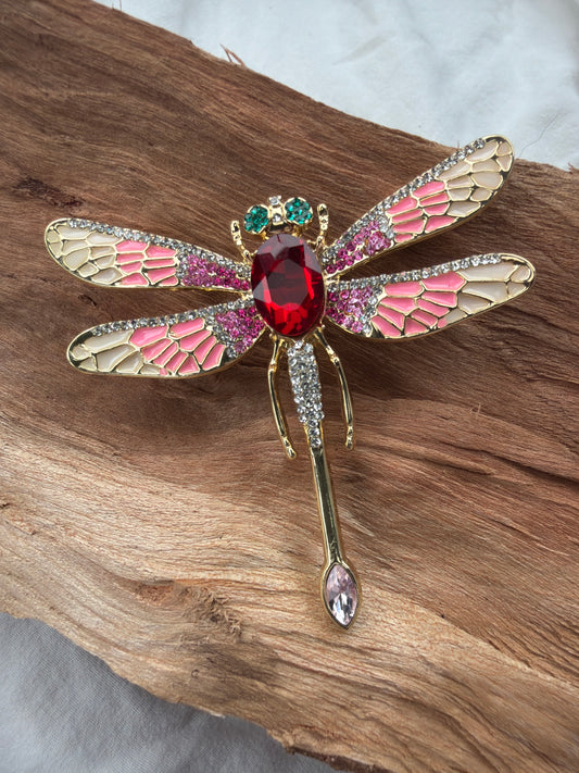 Pink Dragonfly Brooch