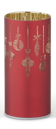 Red Laser Engraved Ornament LED Cylinder w/Timers  6IN