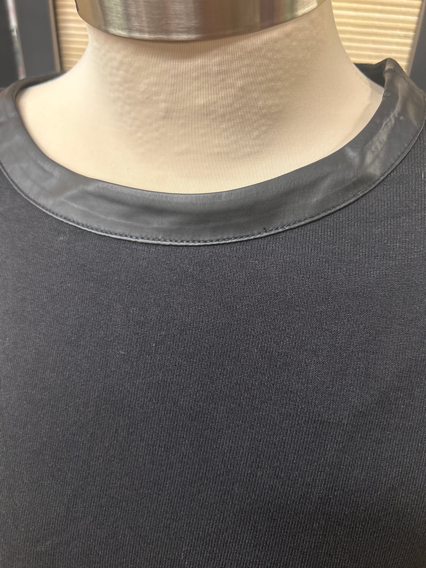 Faux Leather Trimmed Top
