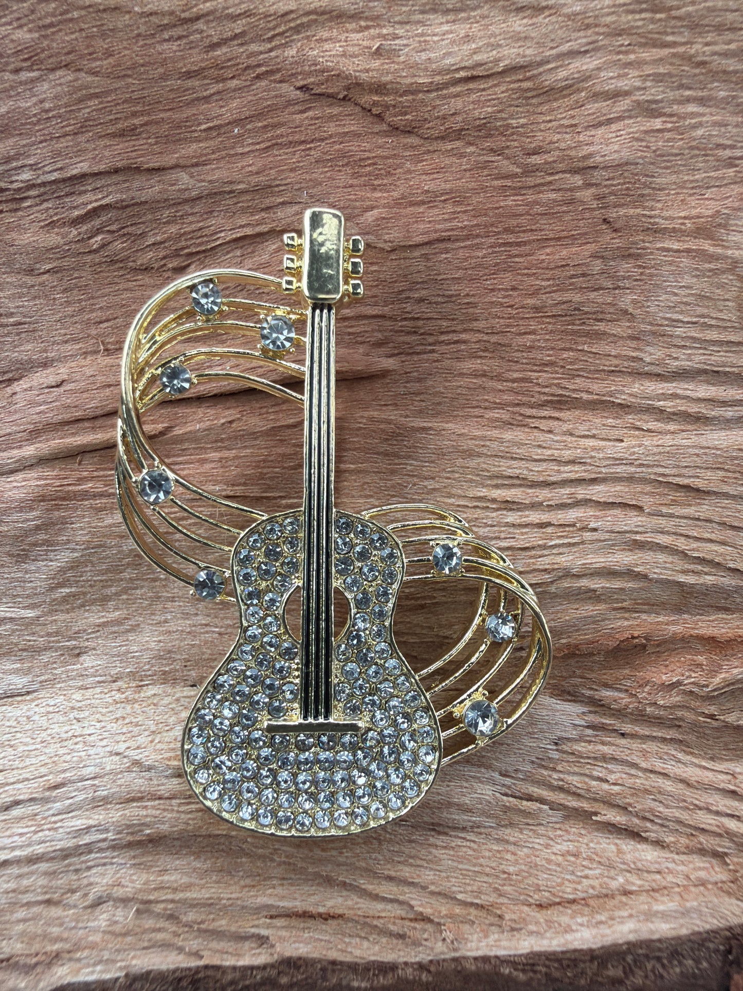 Gold Guitar Brooch