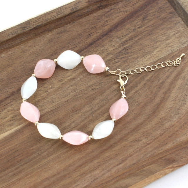 Pink Rhombus Bead Necklace