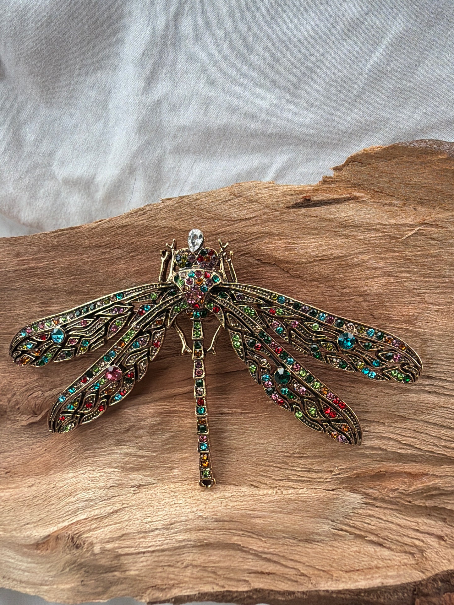 Dragonfly Brooch Multi Colored Jewels