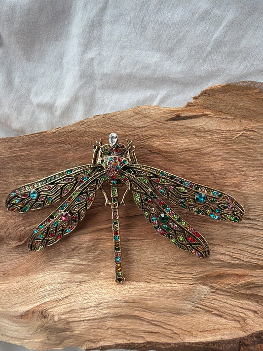 Dragonfly Brooch Multi Colored Jewels