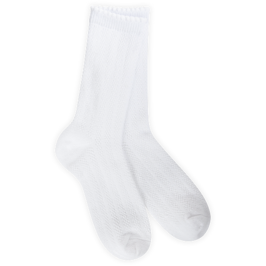 Pointelle Crew Socks - White