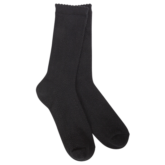 Pointelle Crew Socks - Black