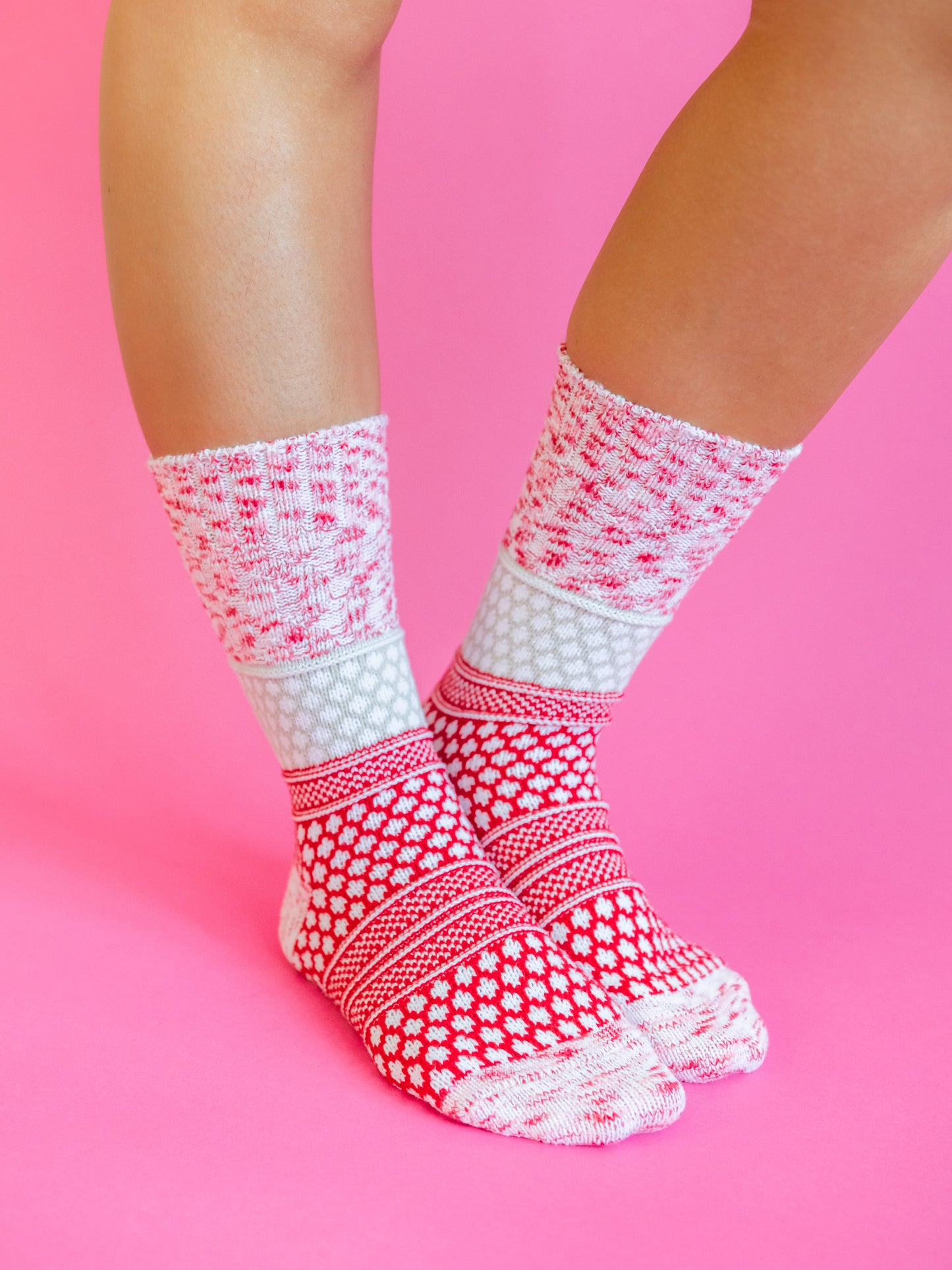Gallery Textured Crew Socks - Peppermint Multi