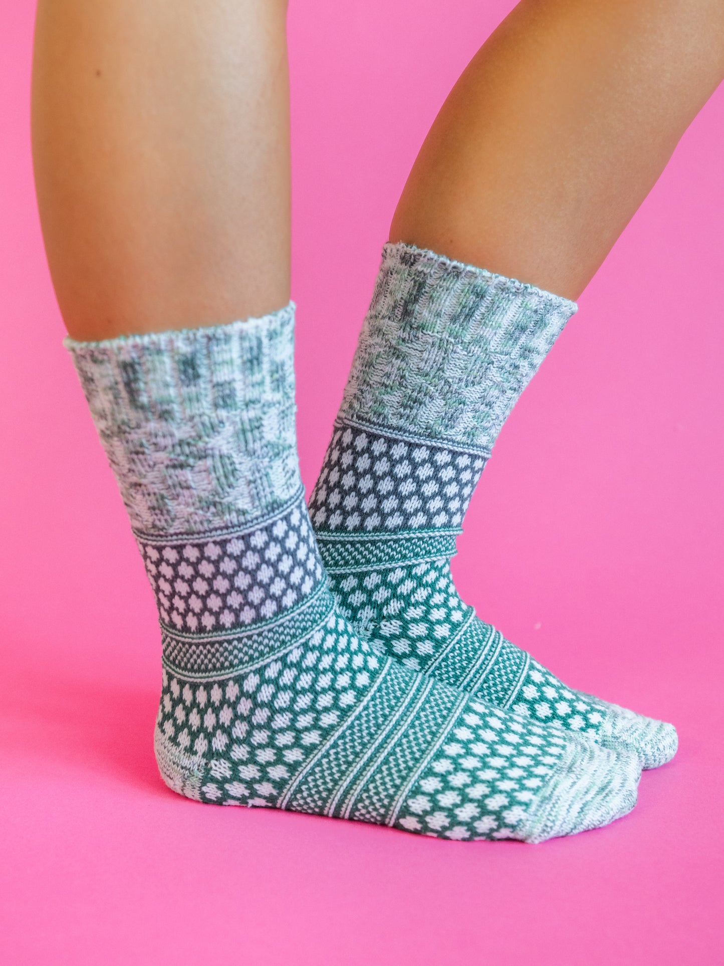 Gallery Textured Crew Socks - Spruce Multi