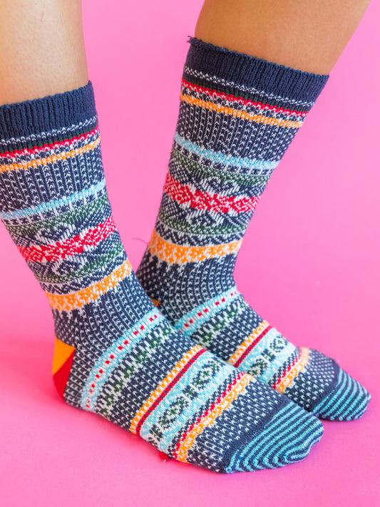 Seasonal Crew Socks - Navy Multi