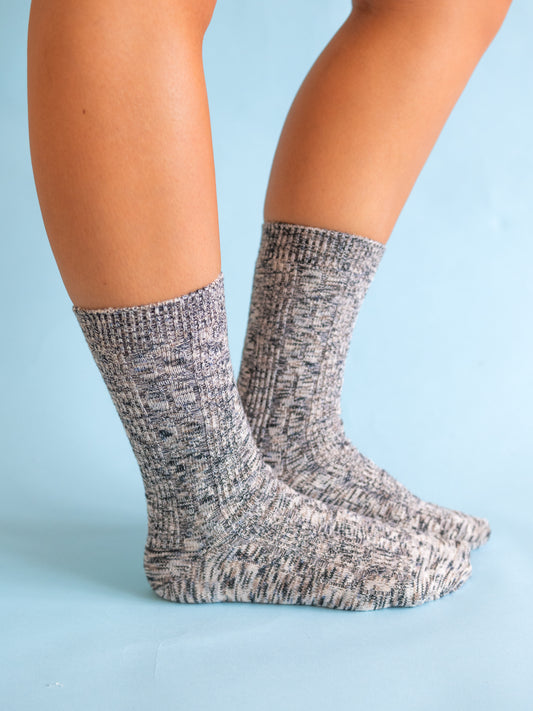 Light Weight Cable Crew Socks - Nightfall Multi