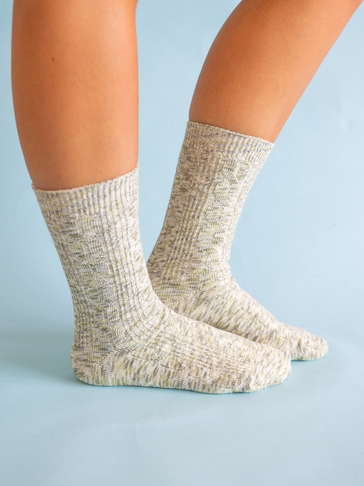 Leight Weight Cable Crew Socks - Envy Multi