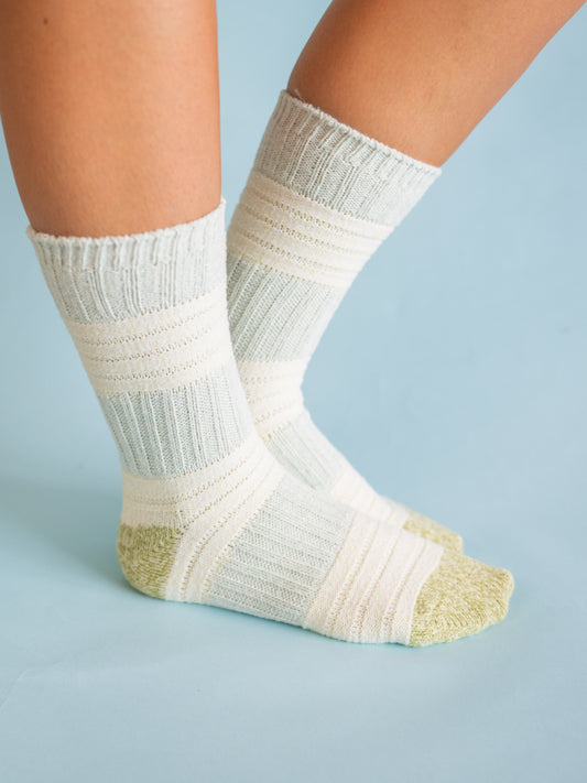 Patch Crew Socks - Green/Blue