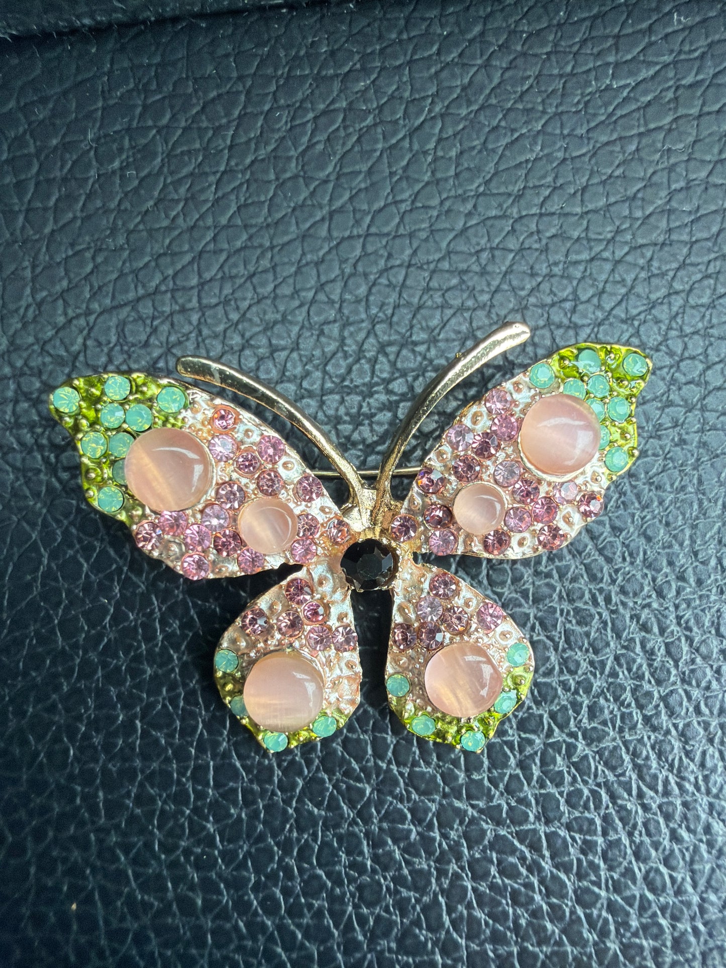Butterfly Brooch Pink &Green