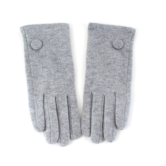 Grey Gloves with Button Detail